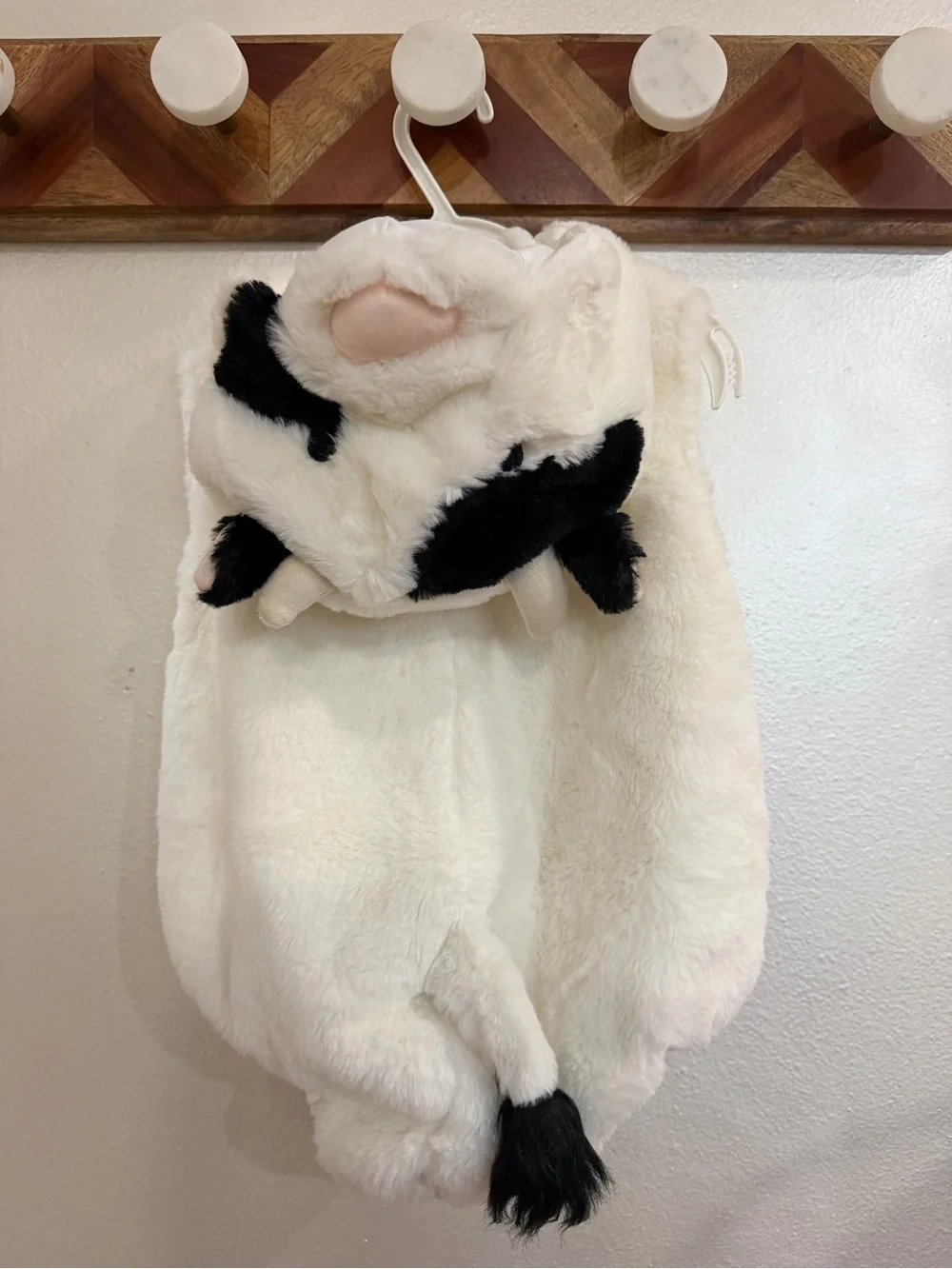 Pottery Barn Baby Plush Cow Halloween Costume - Cream & Black 12-24m